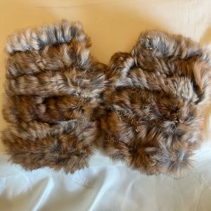 Jocelyn real rabbit knit fur fingerless gloves